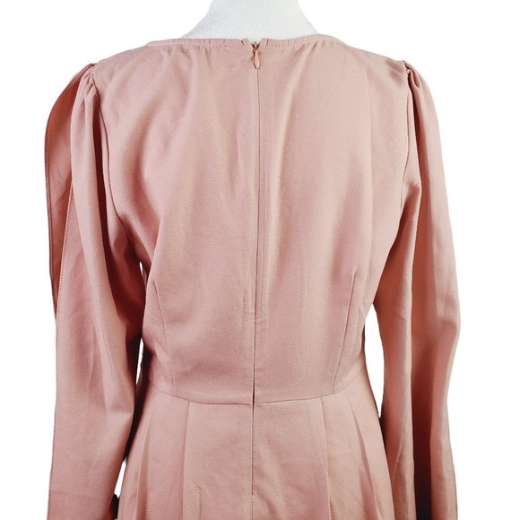 Umgee Pink Pleated A-Line Dress w/ Swirly Appliqué & Cold Shoulder Sleeve, Sz M - Picture 2 of 11